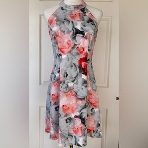 Enfocus Studio Halter A-Line Dress Keyhole Back Floral Size 6